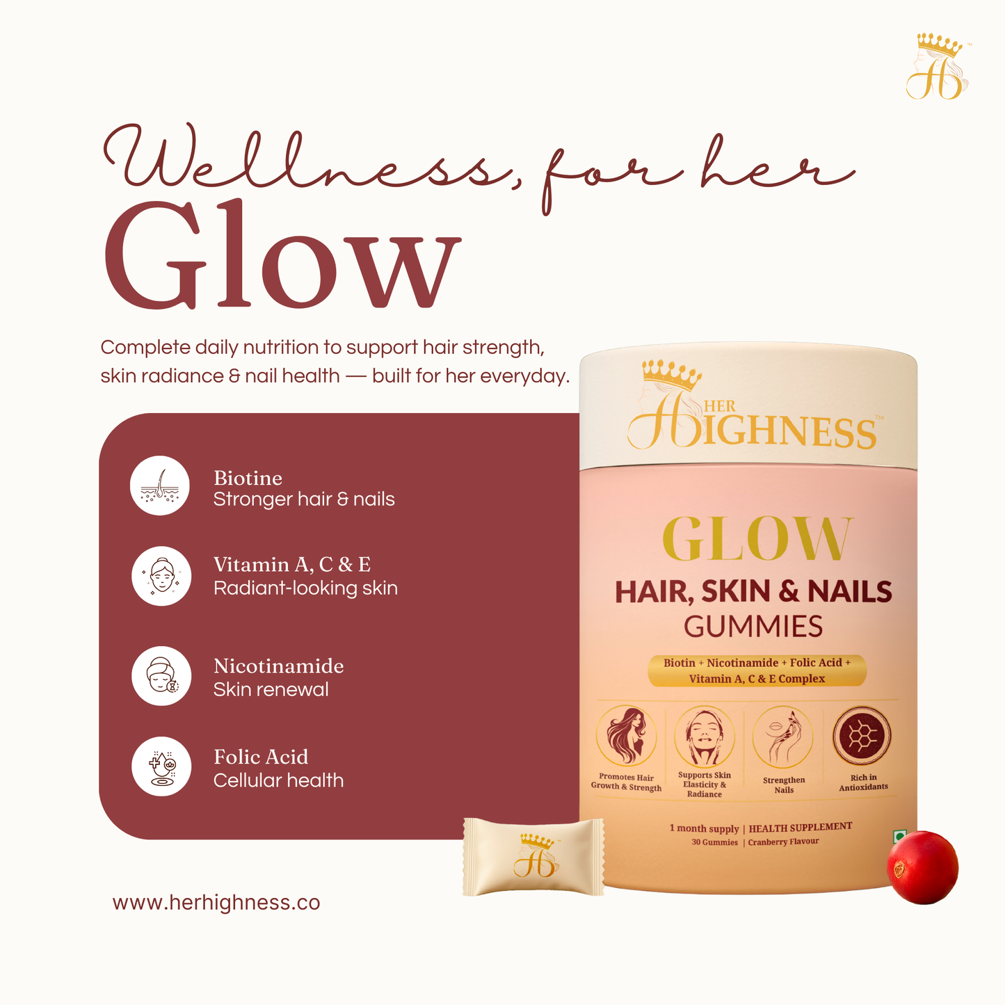 Glow Hair, Skin & Nails Gummies - PR